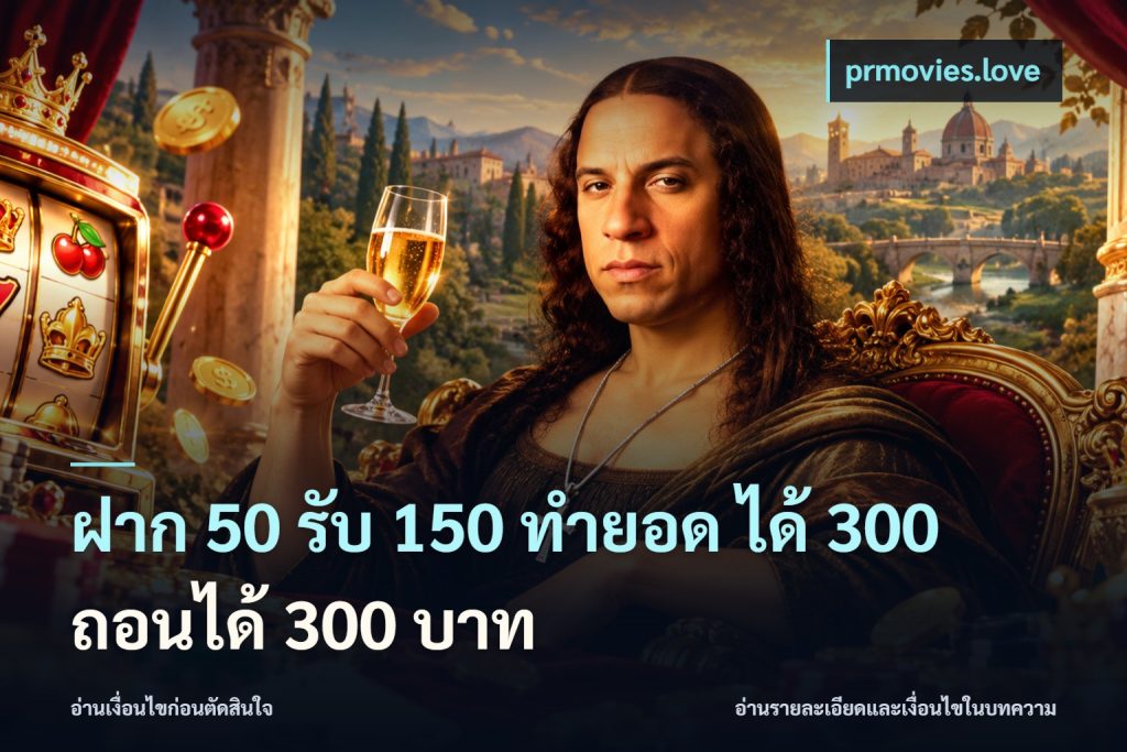 ฝาก 50 รับ 150 ทํายอด ได้ 300 ถอนได้ 300 บาท