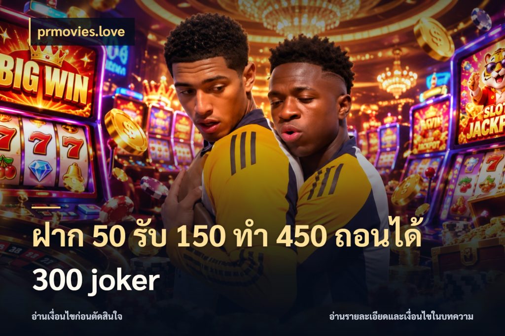 ฝาก 50 รับ 150 ทํา 450 ถอนได้ 300 joker สีสันของโปรฝากและยอดรับ ในมุม prmovies.love