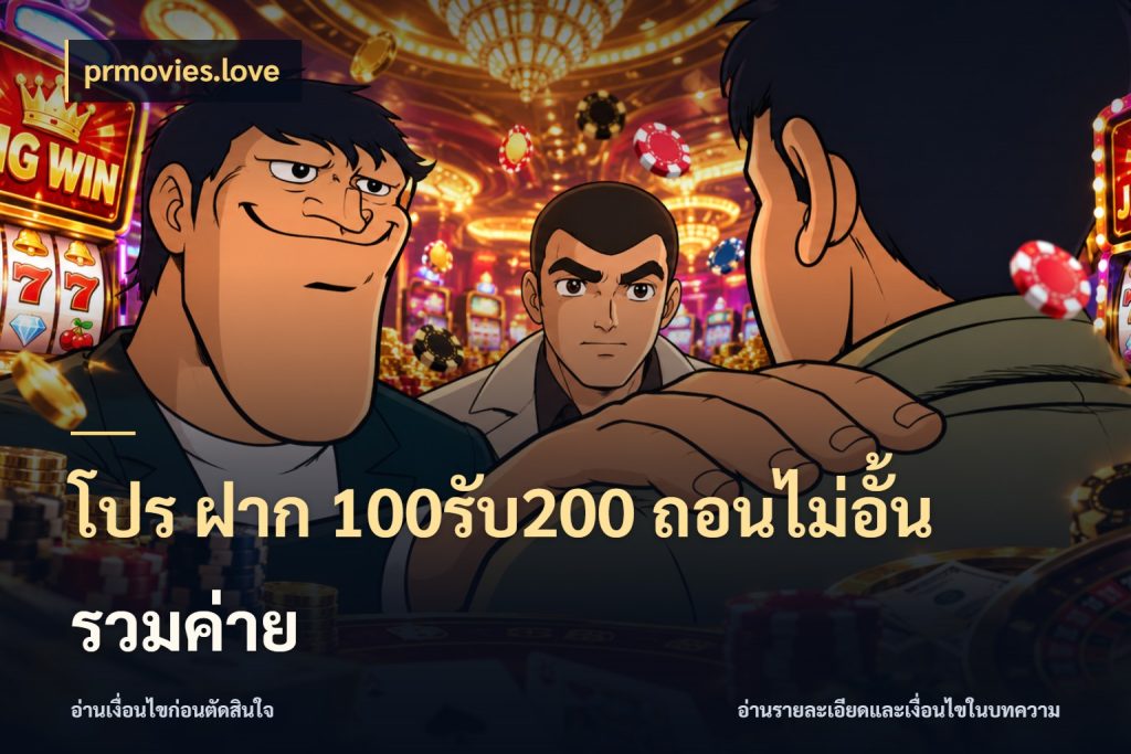 โปร ฝาก 100รับ200 ถอนไม่อั้น รวมค่าย สีสันของโปรฝากและยอดรับ ในมุม prmovies.love