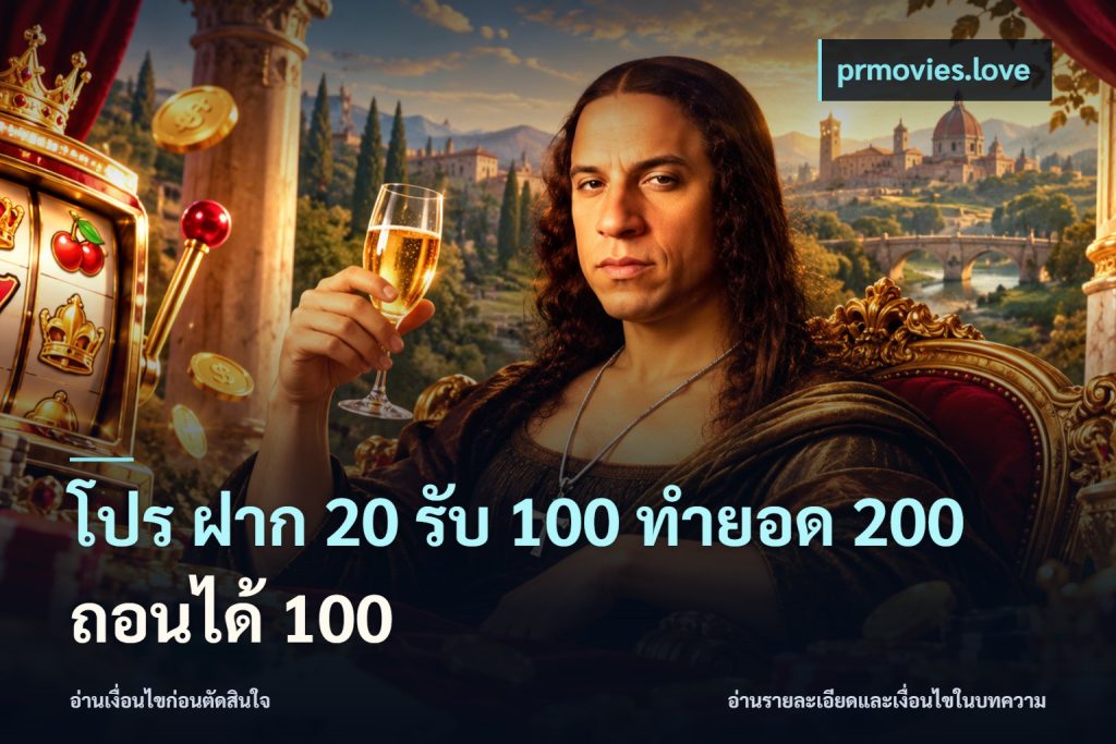โปร ฝาก 20 รับ 100 ทำยอด 200 ถอนได้ 100
