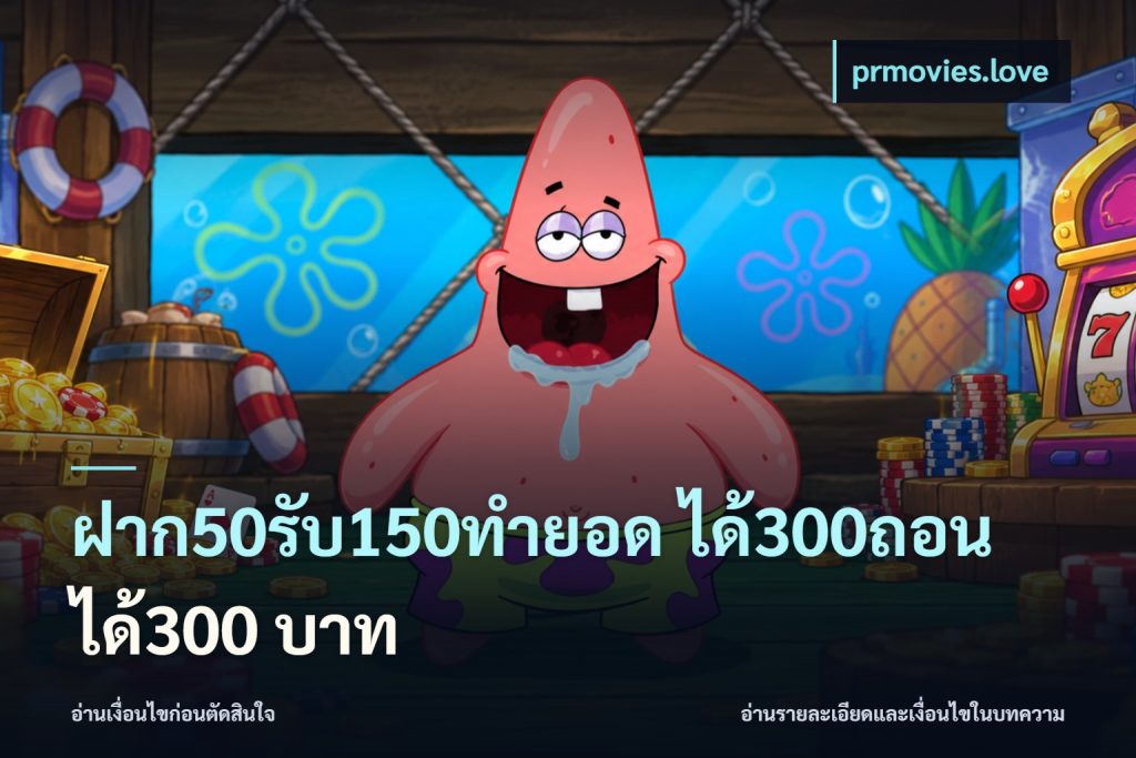 ฝาก50รับ150ทำยอด ได้300ถอนได้300 บาท